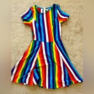 Unique Vintage Rainbow Striped Pride Dress Size Medium 6-8